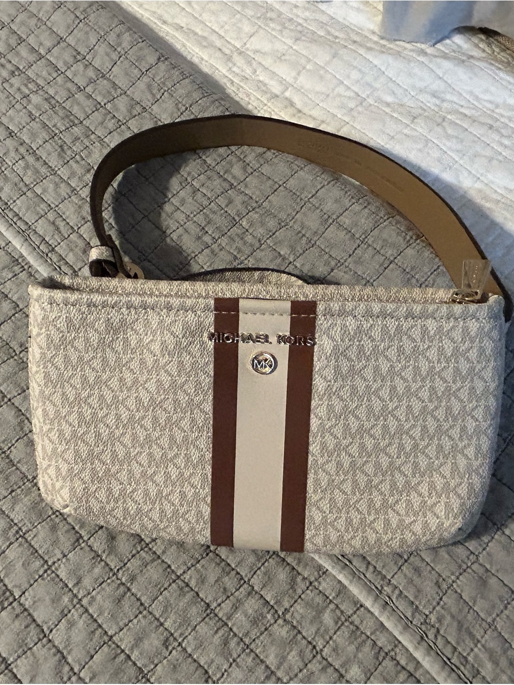 Michael Kors Beige Logo Stripe belt bag